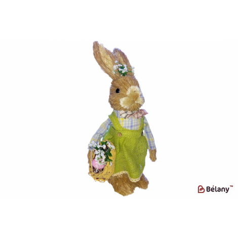 Пасхальная фигура зайчиха с корзиной (декор) 40 см " Mrs.Bunny" зеленый