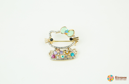 Broșă „Pisicuță Cu Fundă”