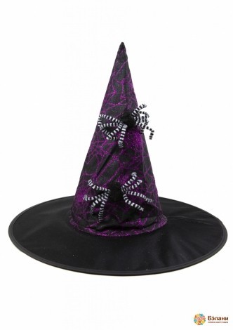 Pălărie De Vrăjitoare Cu Păianjeni Și Pânză De Păianjen Liliac