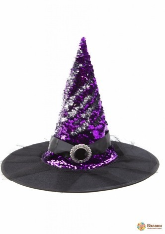 Pălărie De Vrăjitoare Cu Paiete Argintiu-Liliac