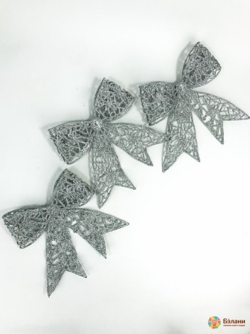 Decor „Bow” Cu Sclipici Argintiu