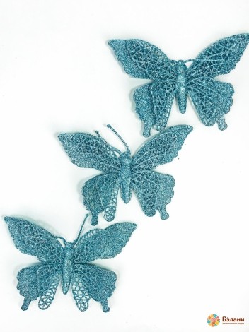 Decor "butterfly" Dublu Cu Sclipici Albastru