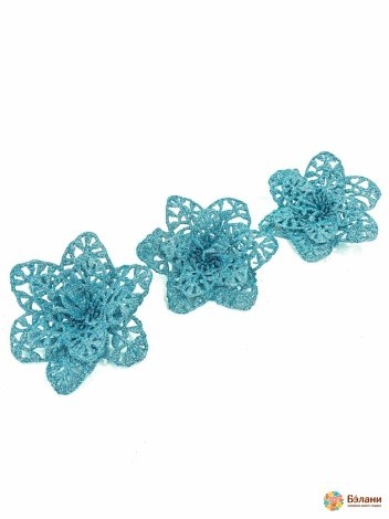 Decor De Anul Nou "lacy Flower" Cu Sclipici Albastre