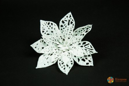 Decor De Anul Nou "poinsettia" Alb Cu Sclipici