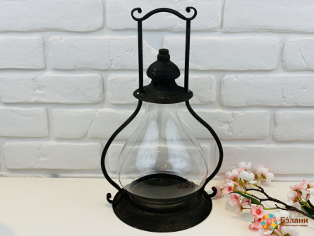 Lanterna De Sticla Cu Cadru Metalic "vintage Lamp"