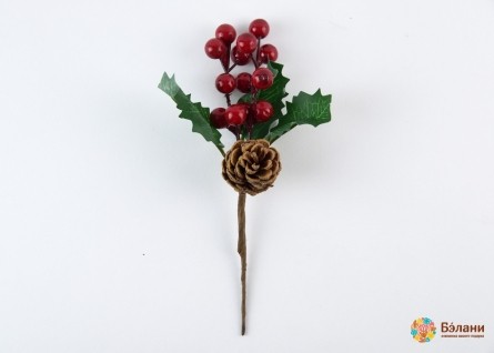 Decor Crenguță Cu Fructe De Pădure Și Con De Pin