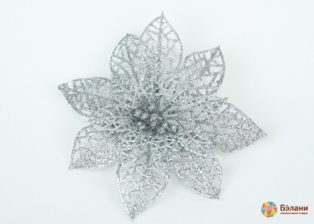 Floare Decorativă Poinsettia Ajurata Argintiu