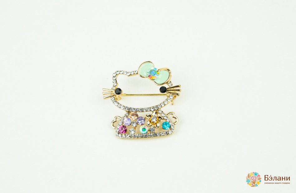 Broșă „Pisicuță Cu Fundă”