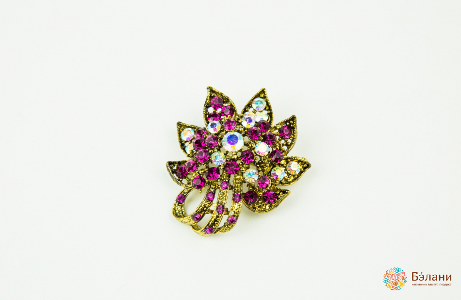 Broșă „Floare Cu Pietre Prețioase”