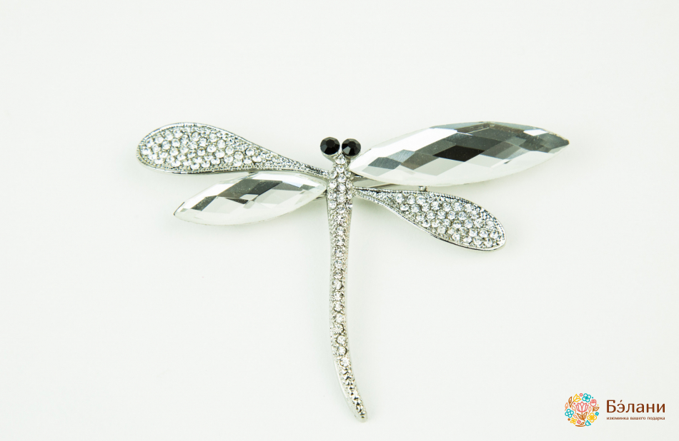 Broșă „Libelulă Cu Aripi De Diamant”