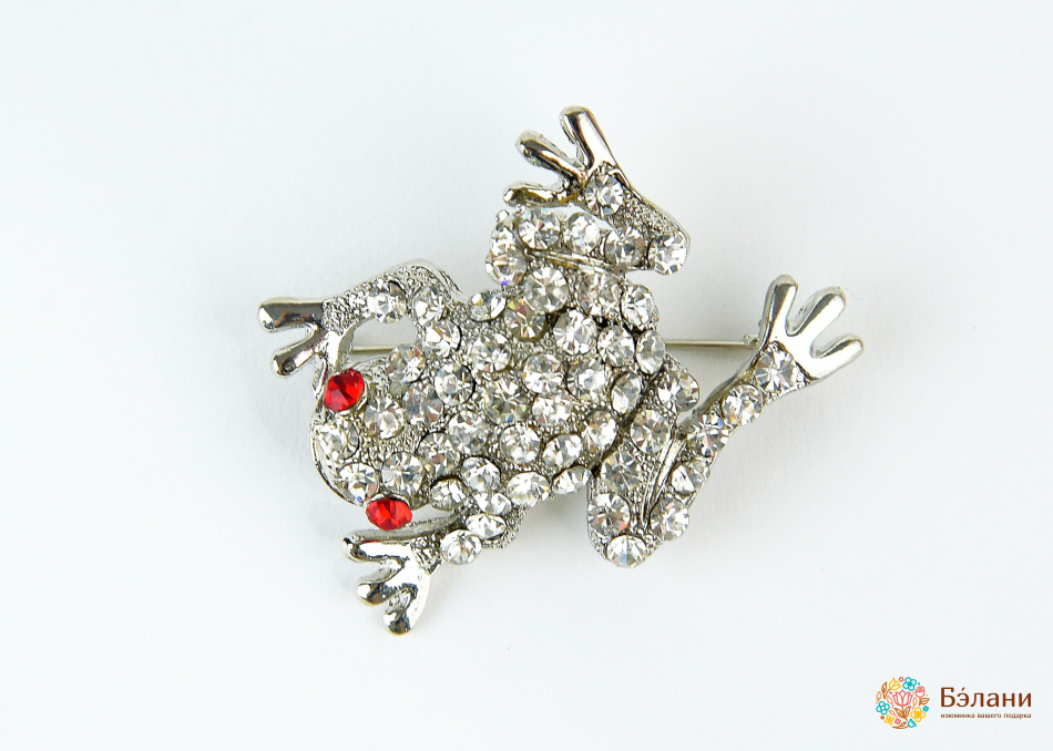 Broșă „Broaște Cu Ochi Rubin”
