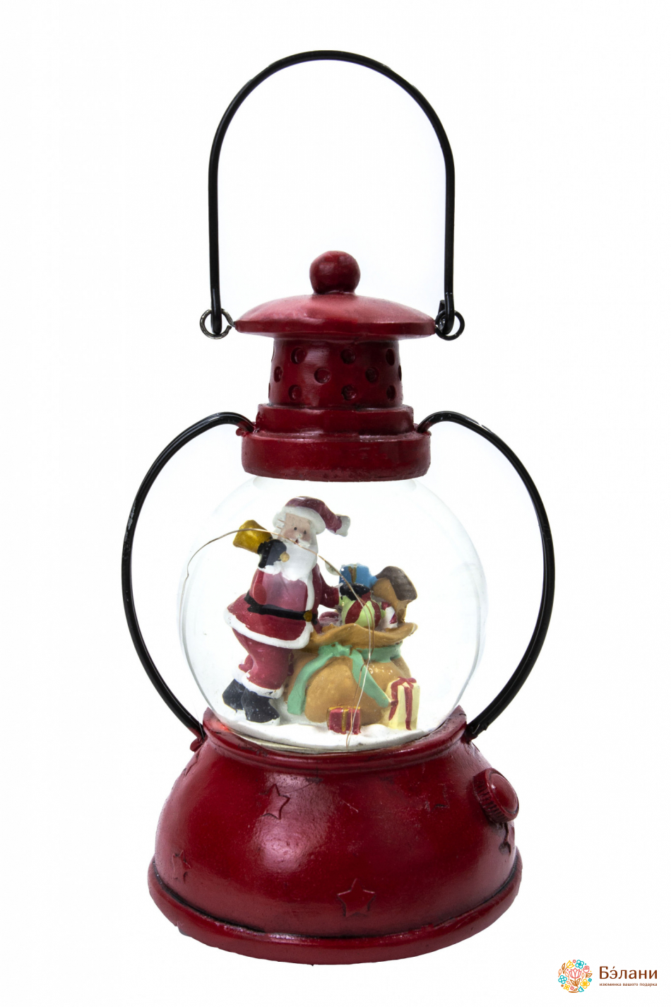 Lanternă Muzicală Cu Zăpadă „Moș Crăciun Se Duce Pe Drum” Cu Lumină De Fundal