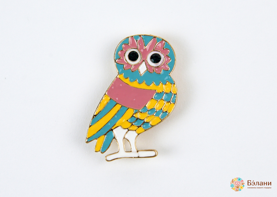 Broșă „Bufniță Curcubeu”