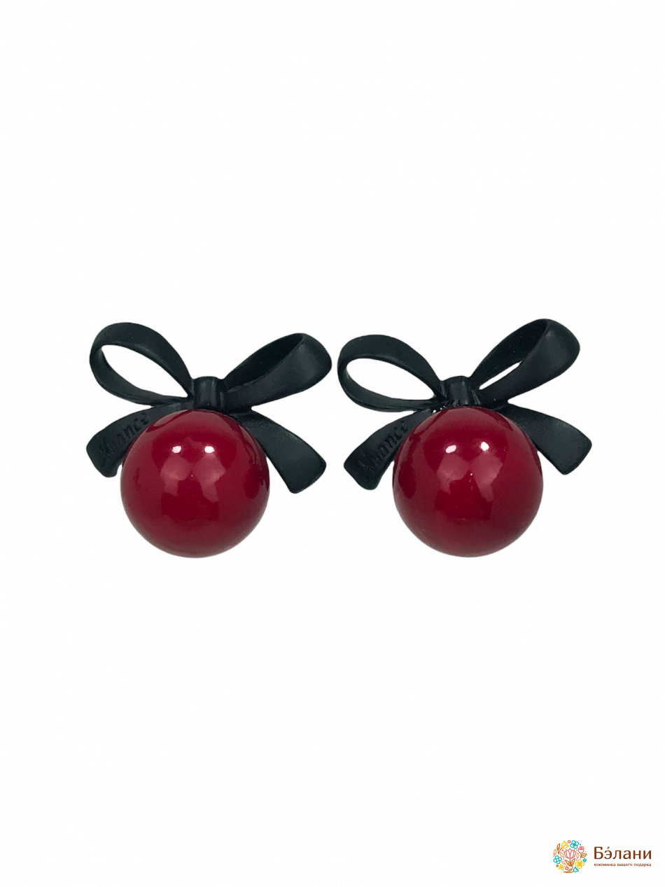 Cercei „Cireș” Cu Fundă Roșie