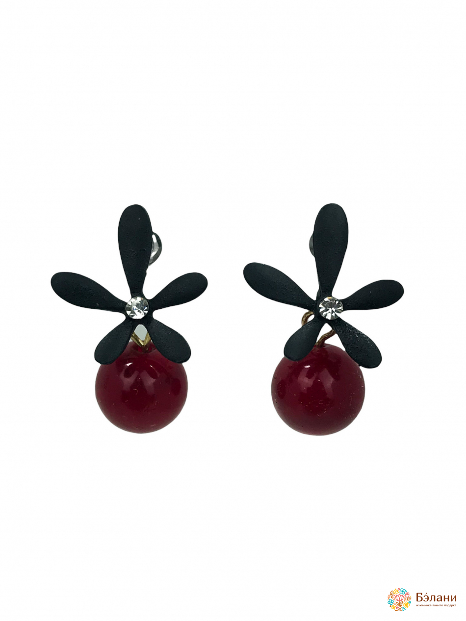 Cercei „Cireș” Cu Flori Roșii