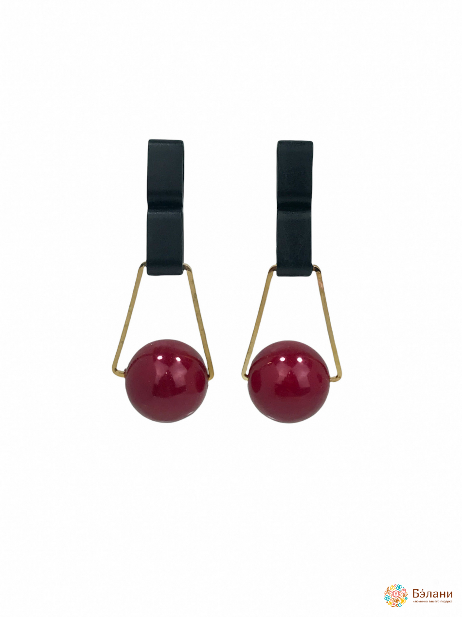 Cercei „Cireș” Cu Fundă Din Piele