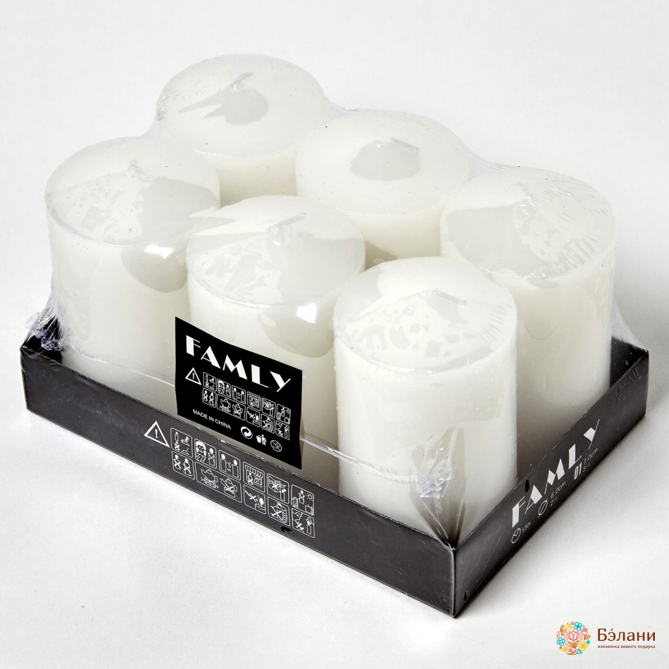 Lumanare Cu Parafina "coloana Larga" Alba S 6 Buc.