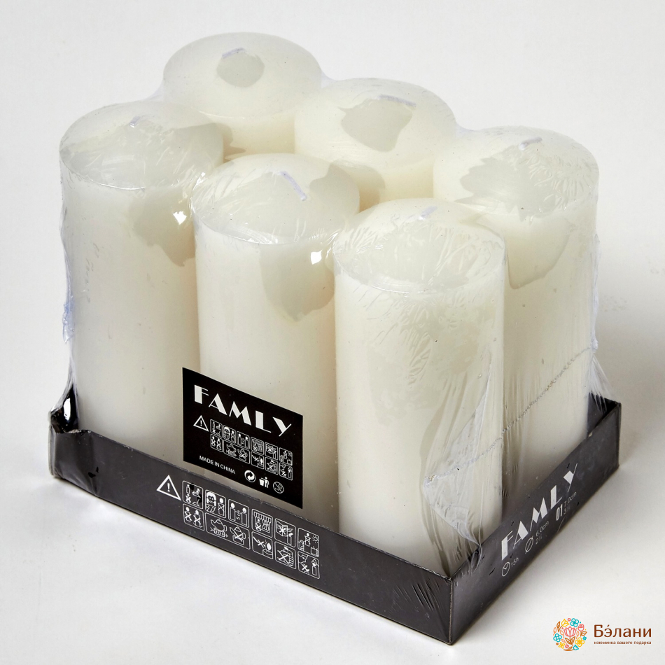 Lumanare Cu Parafina "coloana Larga" Alba L 6 Buc.