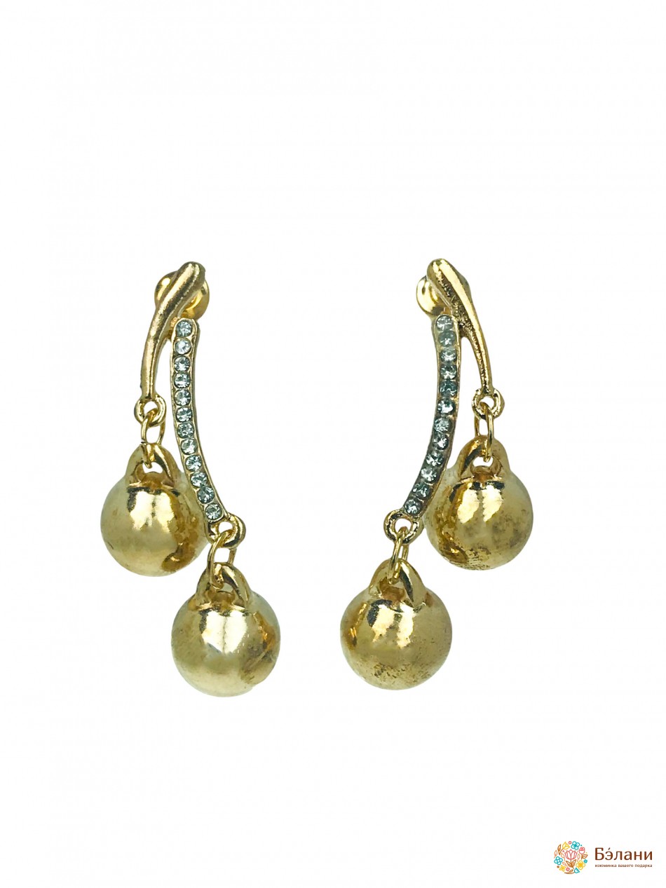 Cercei Cu Margele Placate Cu Aur Si Strasuri