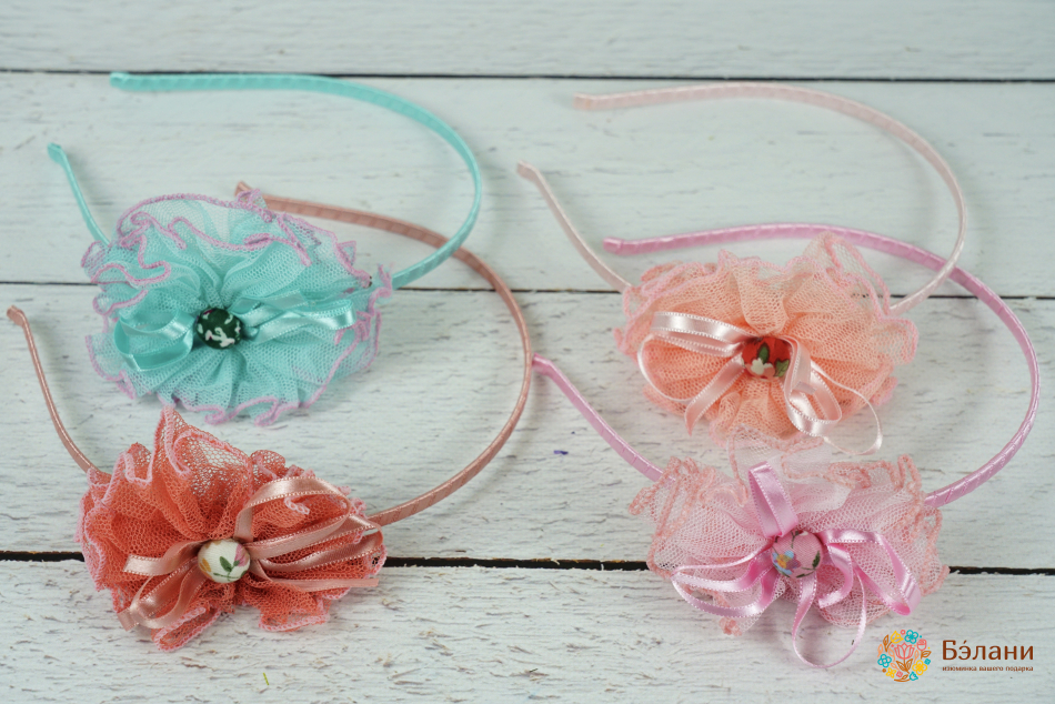 Cerc "floare De Tul" Cu Fundita Din Satin