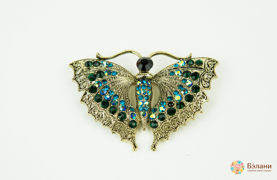 Broșă „Fluture Cu Smaralde”