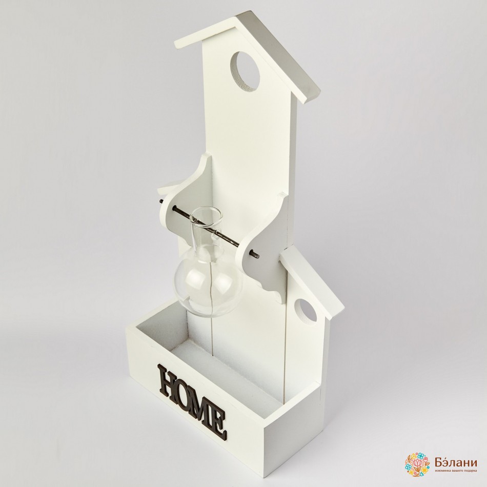 Ghiveci De Flori Din Lemn În Formă De Casă Cu O Sticlă De Sticlă „Acasă” | 2